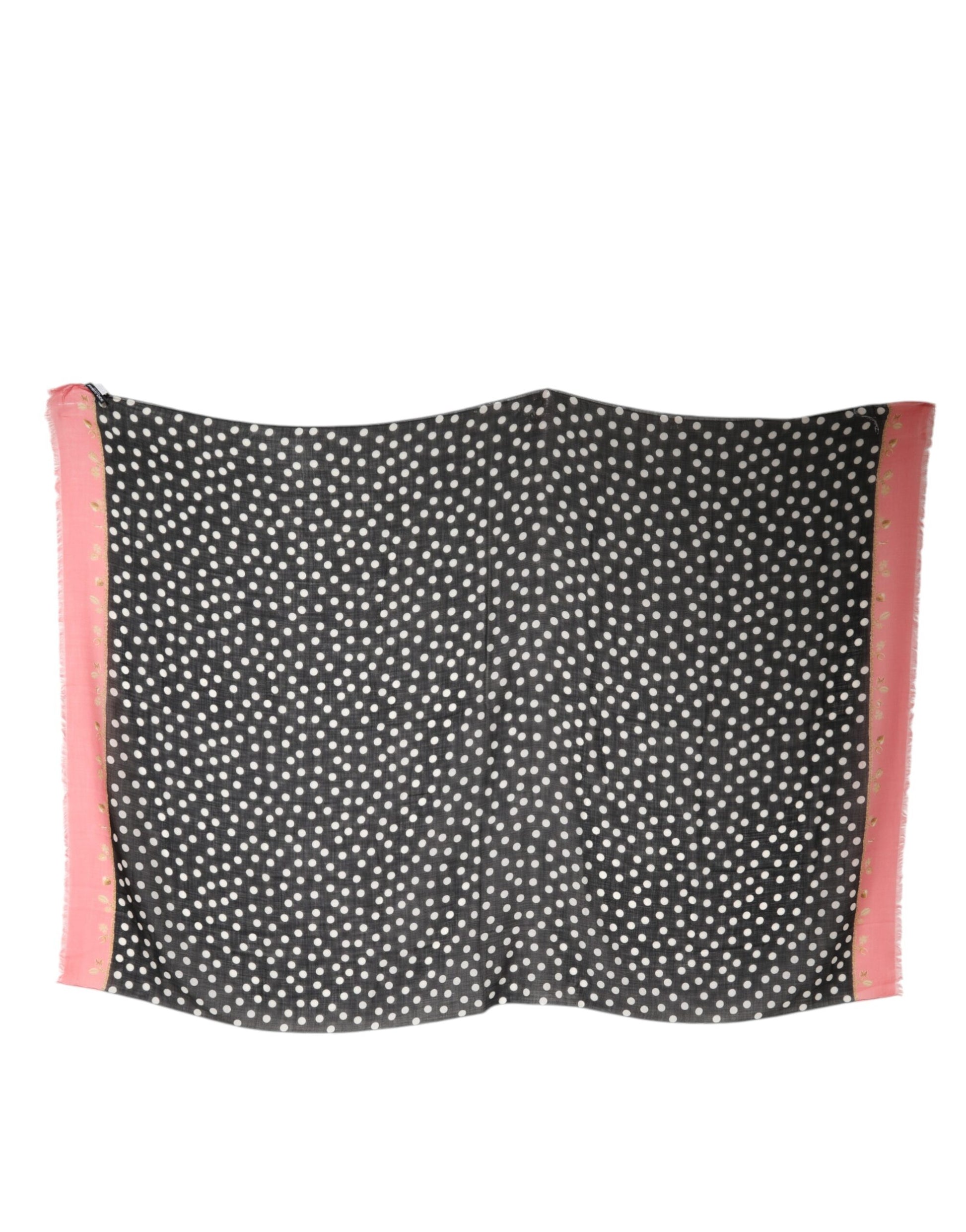 Dolce & Gabbana Black White Polka Dots Fringes Wrap Scarf by Dolce & Gabbana