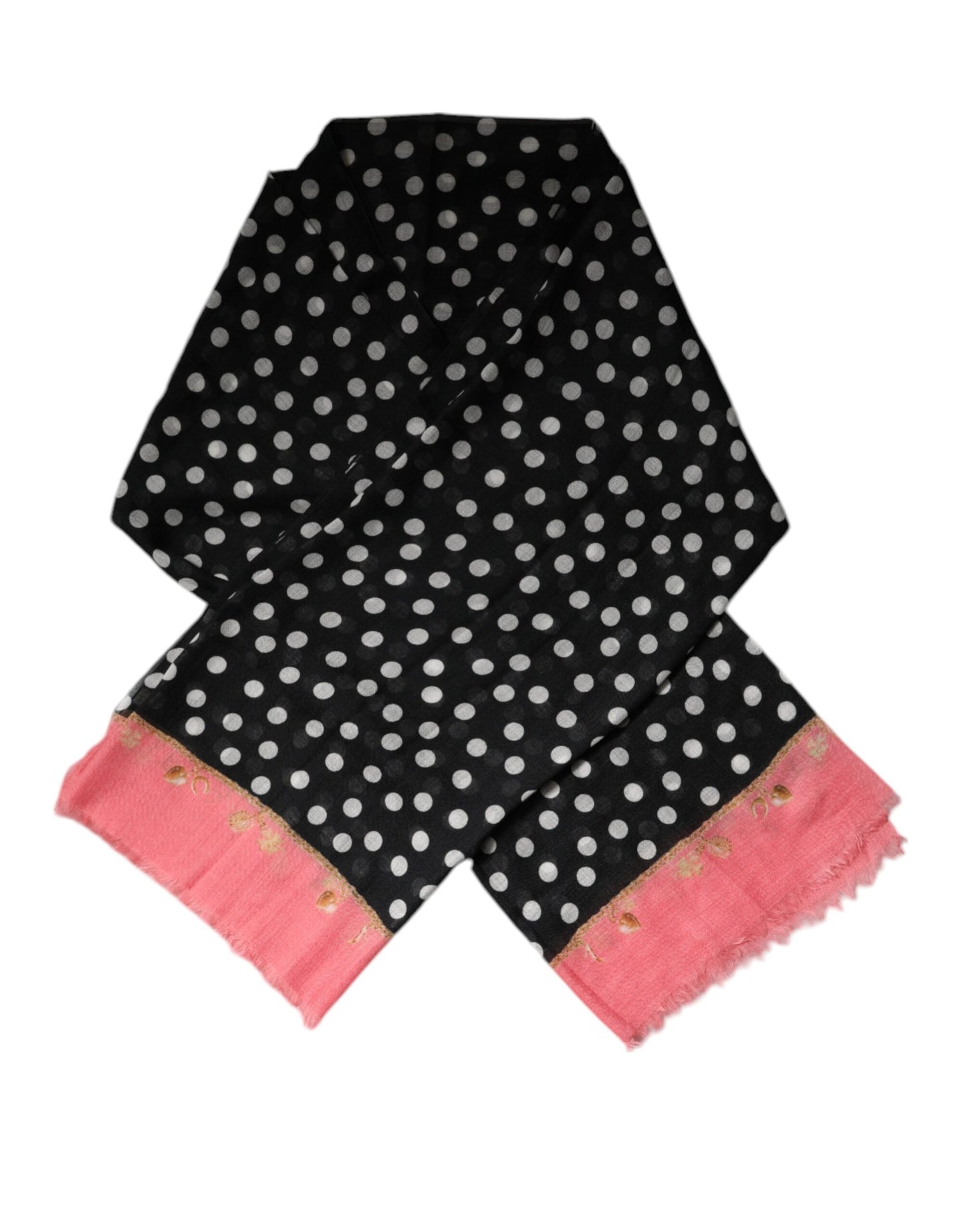 Dolce & Gabbana Black White Polka Dots Fringes Wrap Scarf by Dolce & Gabbana