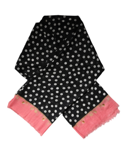 Dolce & Gabbana Black White Polka Dots Fringes Wrap Scarf by Dolce & Gabbana