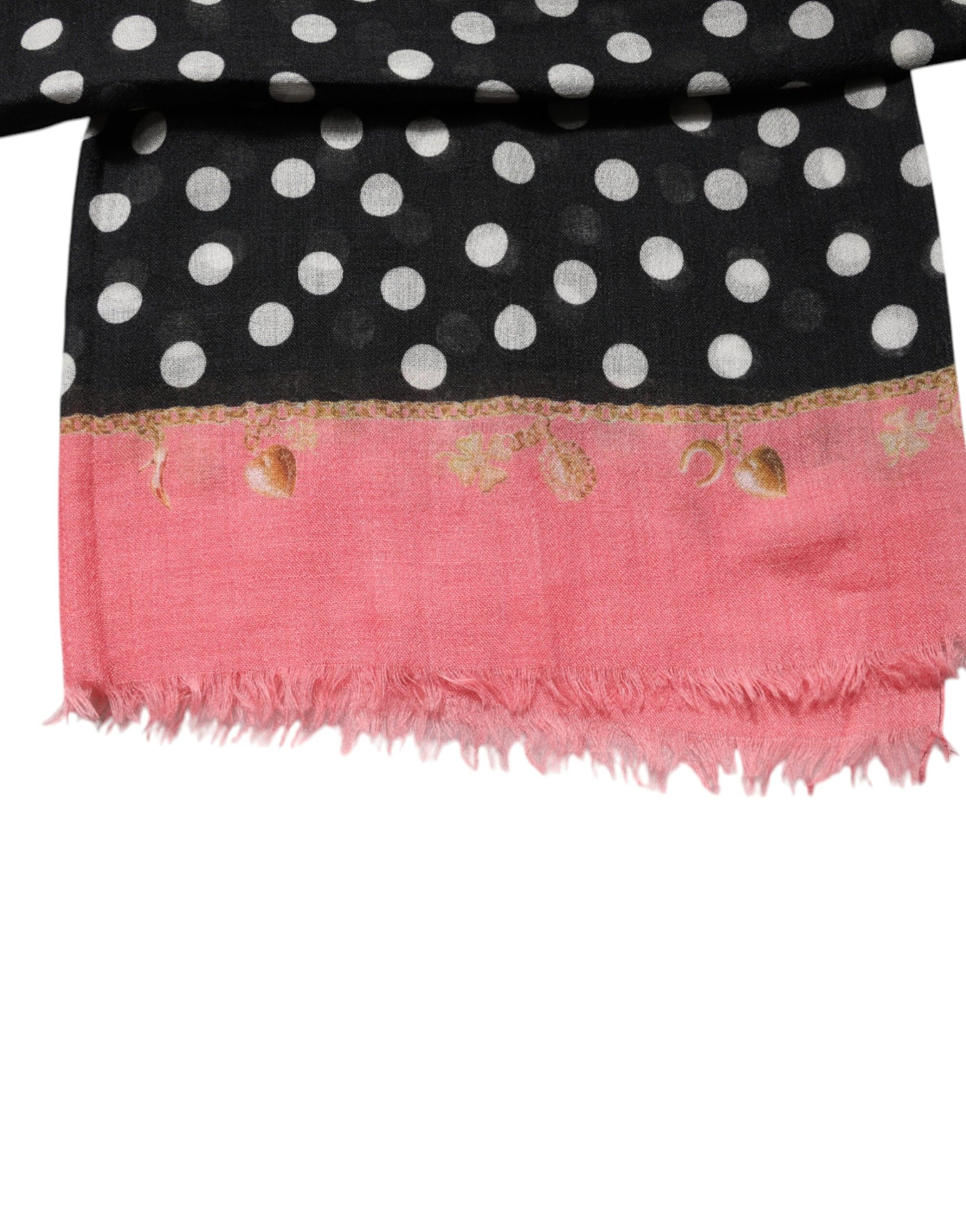 Dolce & Gabbana Black White Polka Dots Fringes Wrap Scarf by Dolce & Gabbana