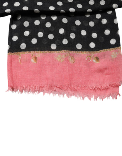 Dolce & Gabbana Black White Polka Dots Fringes Wrap Scarf by Dolce & Gabbana