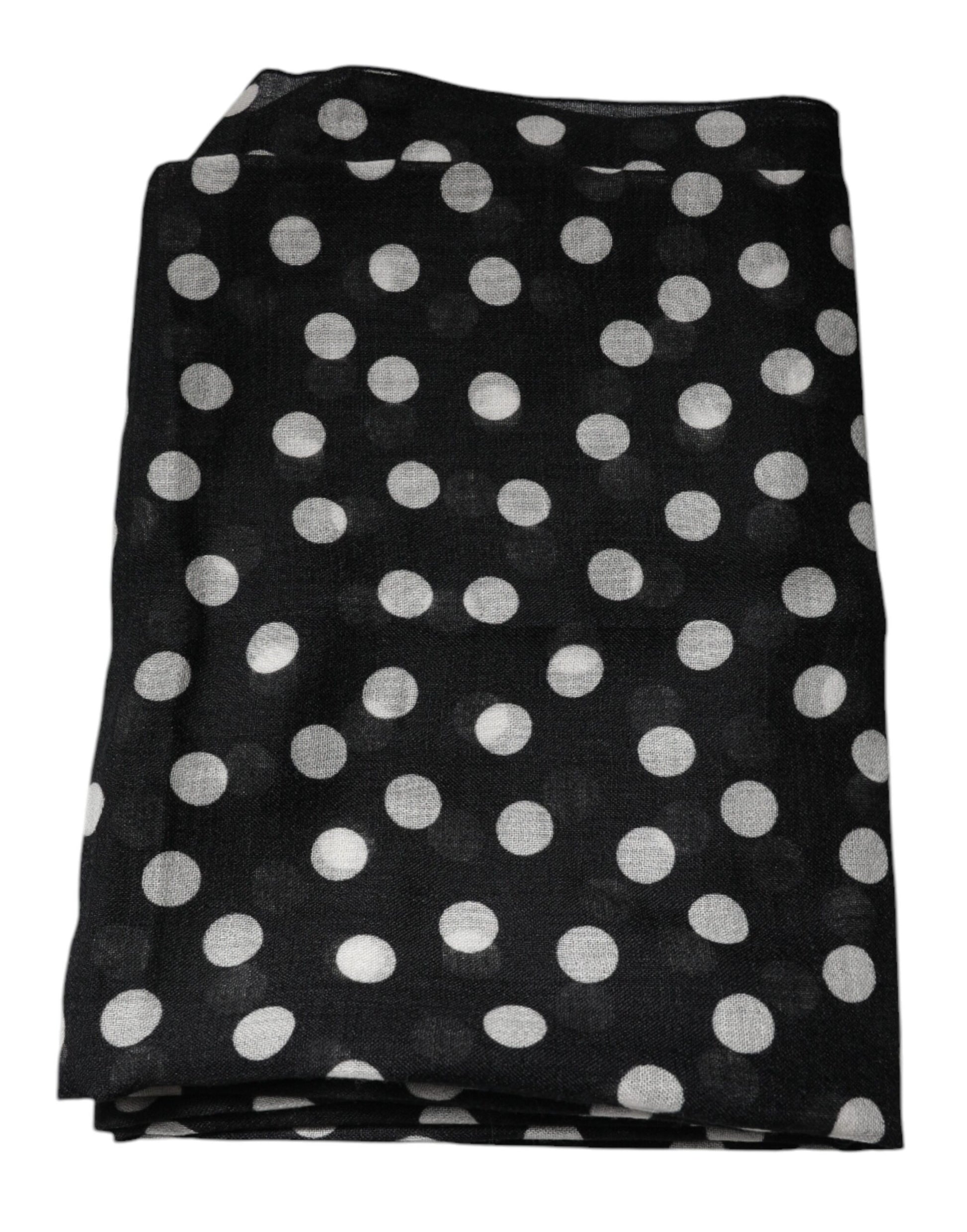 Dolce & Gabbana Black White Polka Dots Fringes Wrap Scarf by Dolce & Gabbana