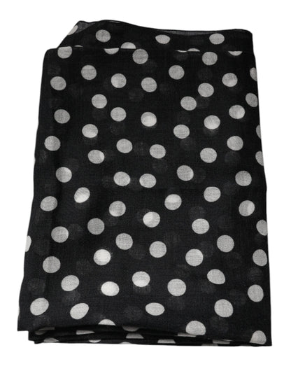 Dolce & Gabbana Black White Polka Dots Fringes Wrap Scarf by Dolce & Gabbana