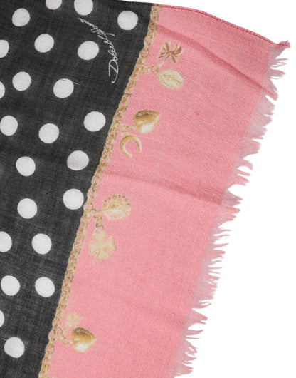 Dolce & Gabbana Black White Polka Dots Fringes Wrap Scarf by Dolce & Gabbana