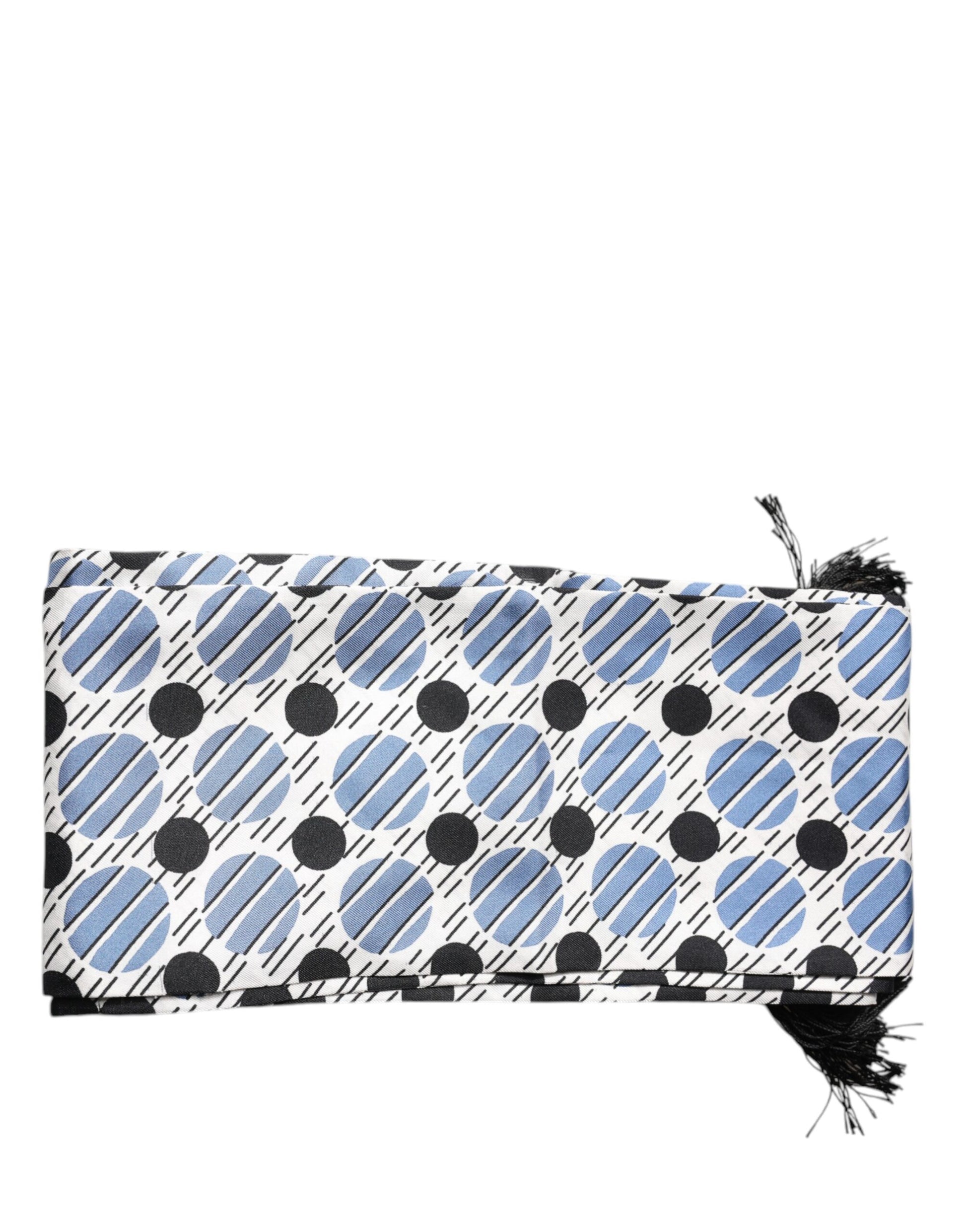 Dolce & Gabbana White Blue Polka Dotted Silk Skinny Scarf by Dolce & Gabbana