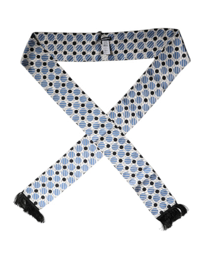 Dolce & Gabbana White Blue Polka Dotted Silk Skinny Scarf by Dolce & Gabbana