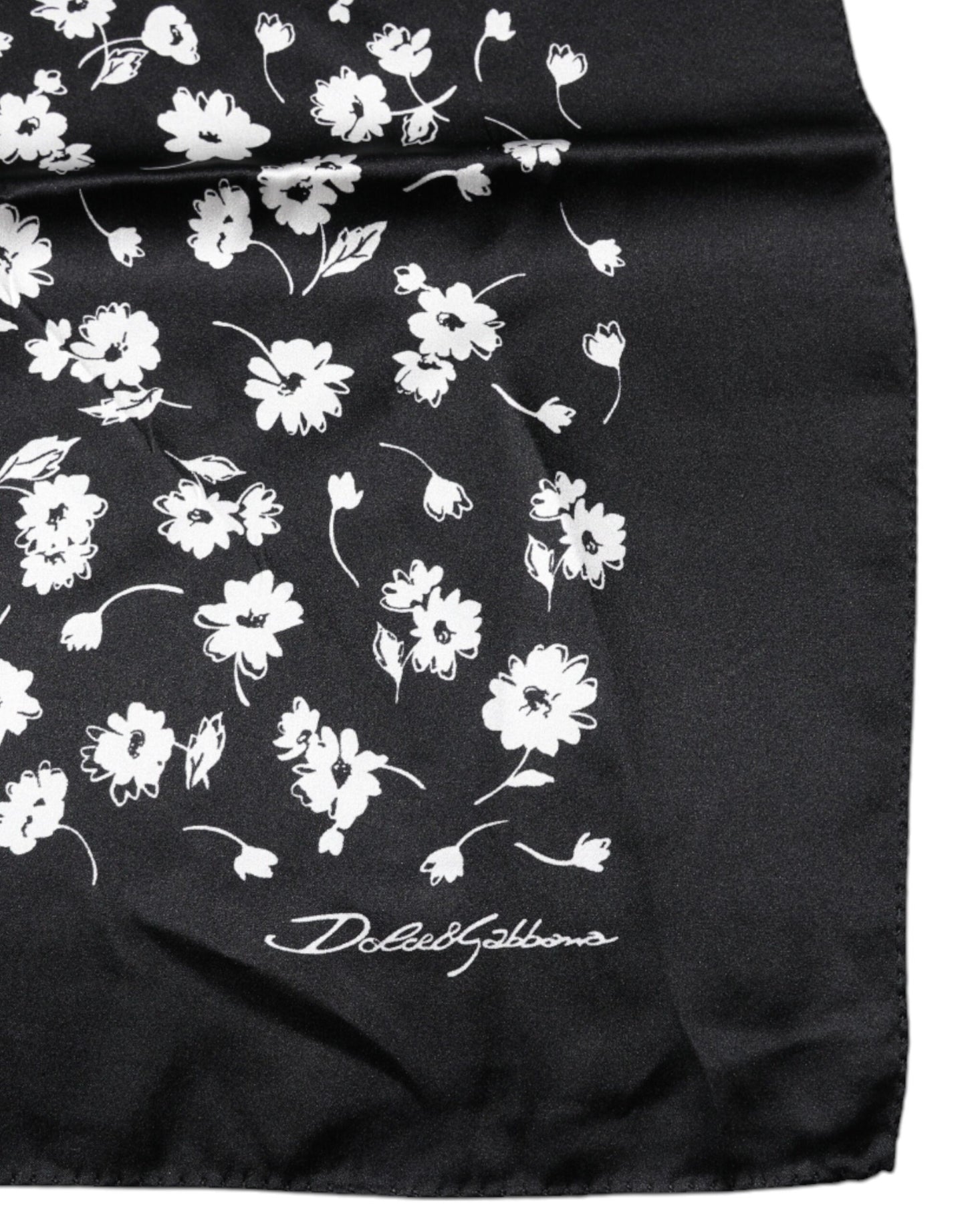 Dolce & Gabbana Black Floral Silk Square Wrap Shawl Scarf by Dolce & Gabbana
