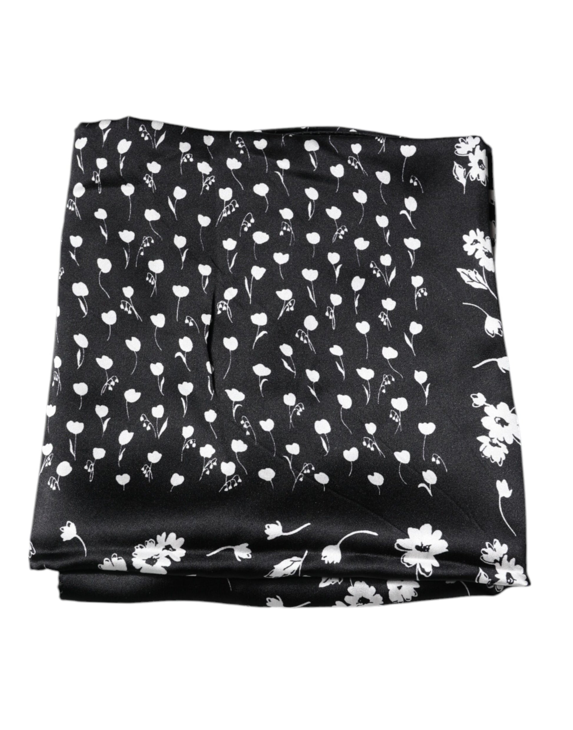 Dolce & Gabbana Black Floral Silk Square Wrap Shawl Scarf by Dolce & Gabbana