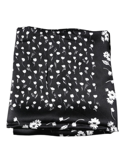 Dolce & Gabbana Black Floral Silk Square Wrap Shawl Scarf by Dolce & Gabbana