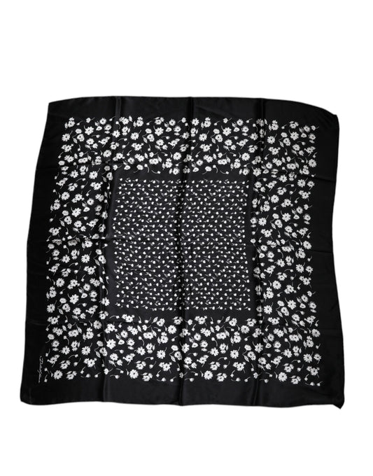Dolce & Gabbana Black Floral Silk Square Wrap Shawl Scarf by Dolce & Gabbana