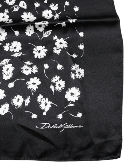 Dolce & Gabbana Black Floral Silk Square Wrap Shawl Scarf by Dolce & Gabbana