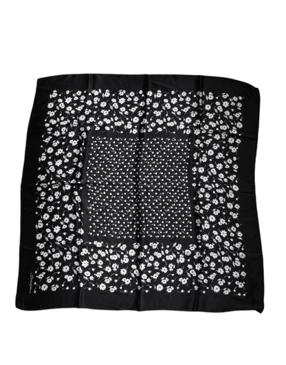 Dolce & Gabbana Black Floral Silk Square Wrap Shawl Scarf by Dolce & Gabbana