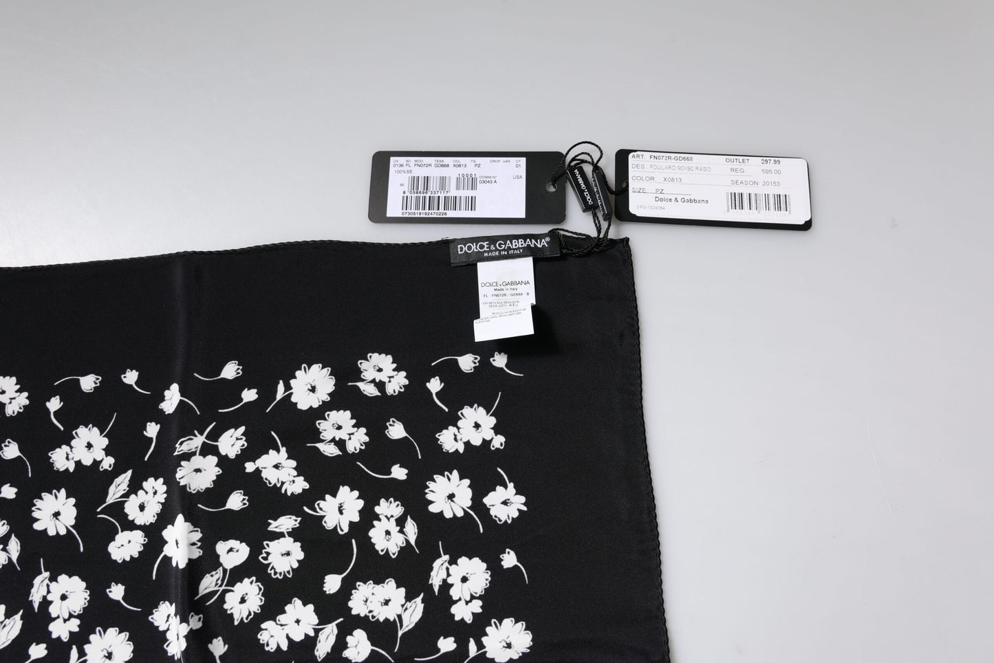 Dolce & Gabbana Black Floral Silk Square Wrap Shawl Scarf by Dolce & Gabbana