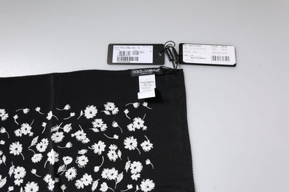 Dolce & Gabbana Black Floral Silk Square Wrap Shawl Scarf by Dolce & Gabbana