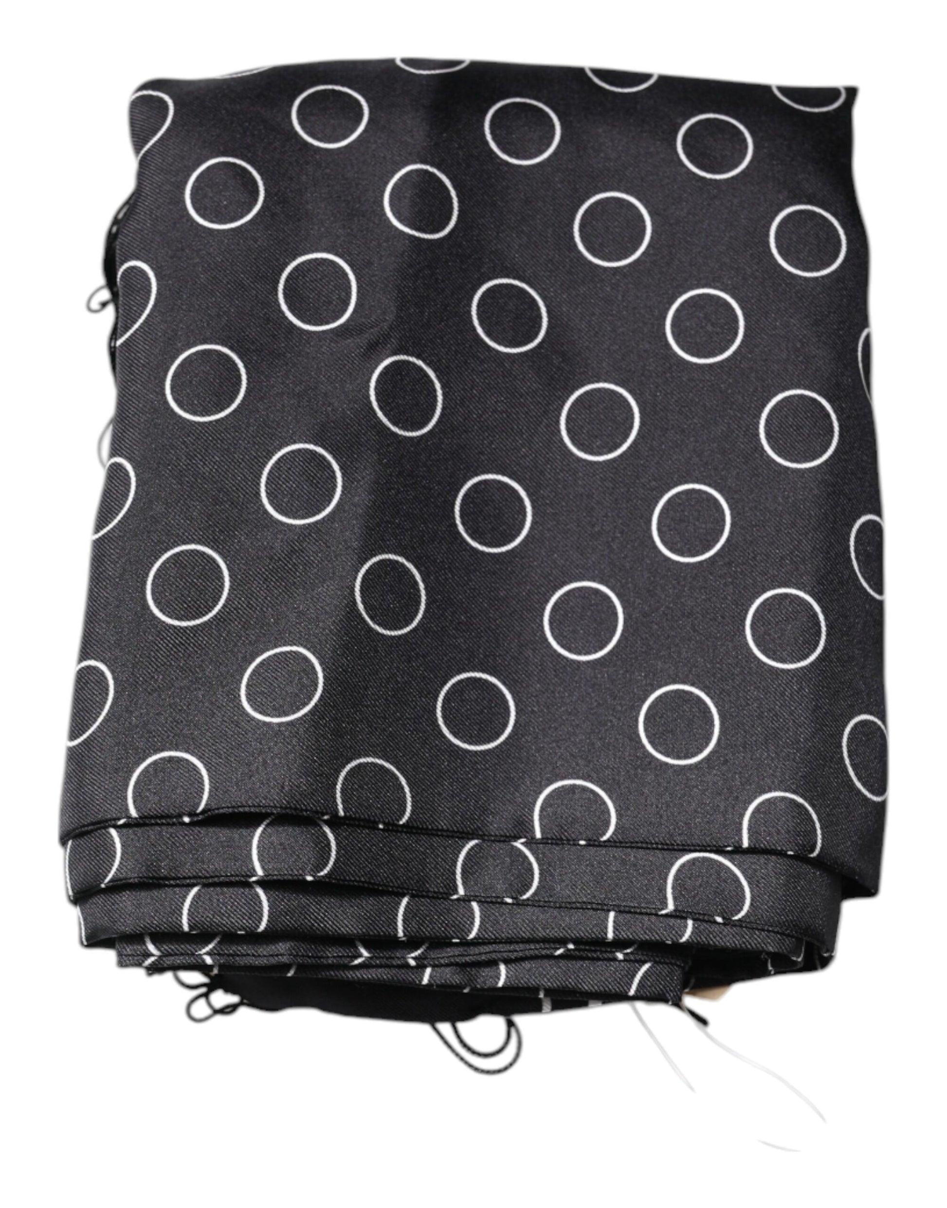Dolce & Gabbana Black Circles Silk Fringes Shawl Wrap Scarf by Dolce & Gabbana