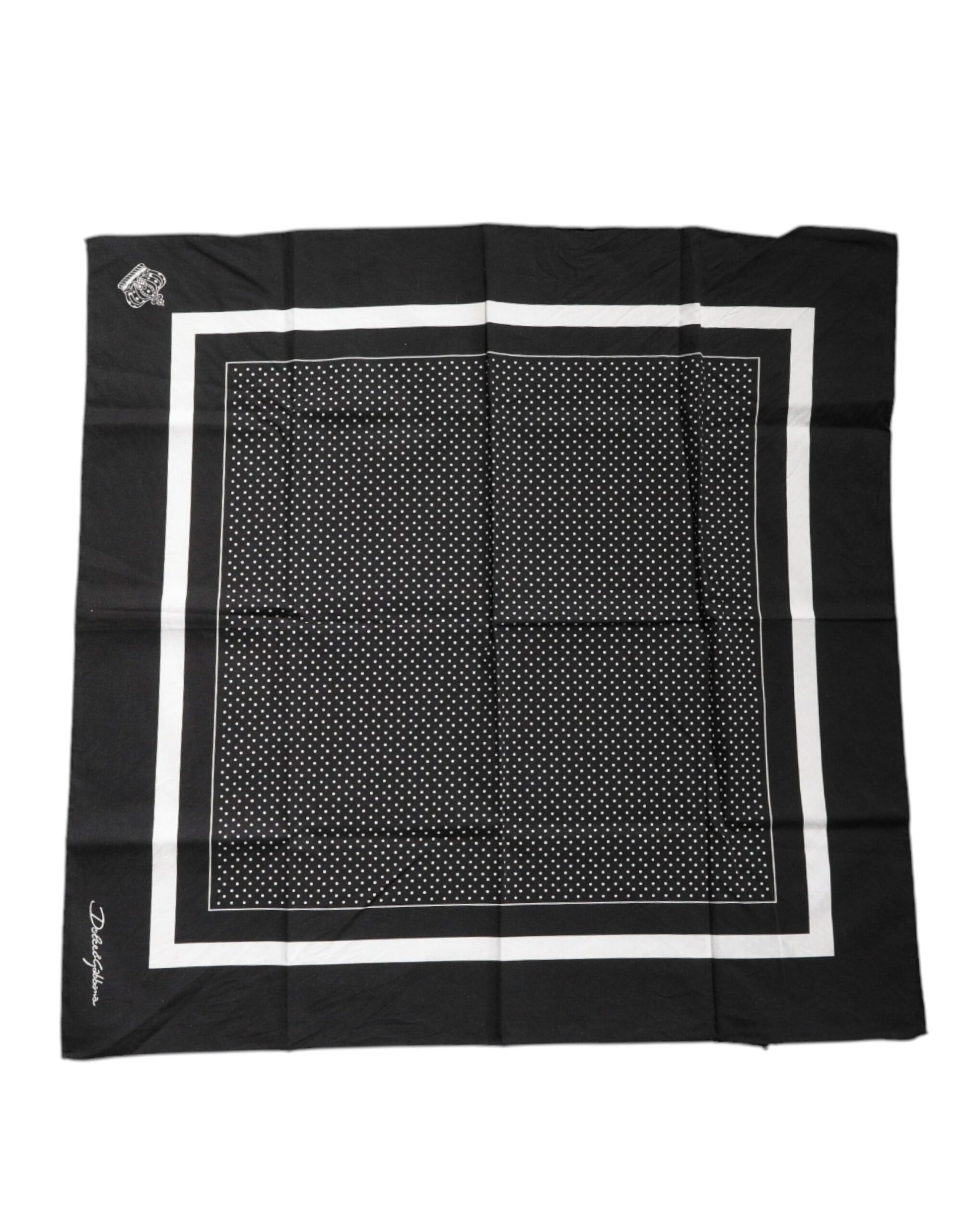 Dolce & Gabbana Black Polka Dots Cotton Handkerchief Scarf by Dolce & Gabbana