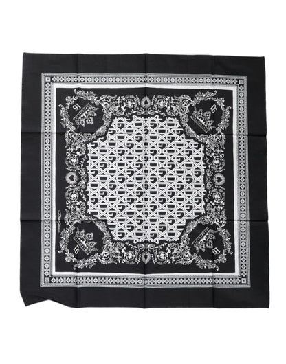 Dolce & Gabbana Black Logo Monogram Cotton Handkerchief Scarf by Dolce & Gabbana