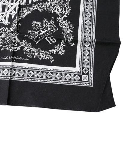 Dolce & Gabbana Black Logo Monogram Cotton Handkerchief Scarf by Dolce & Gabbana