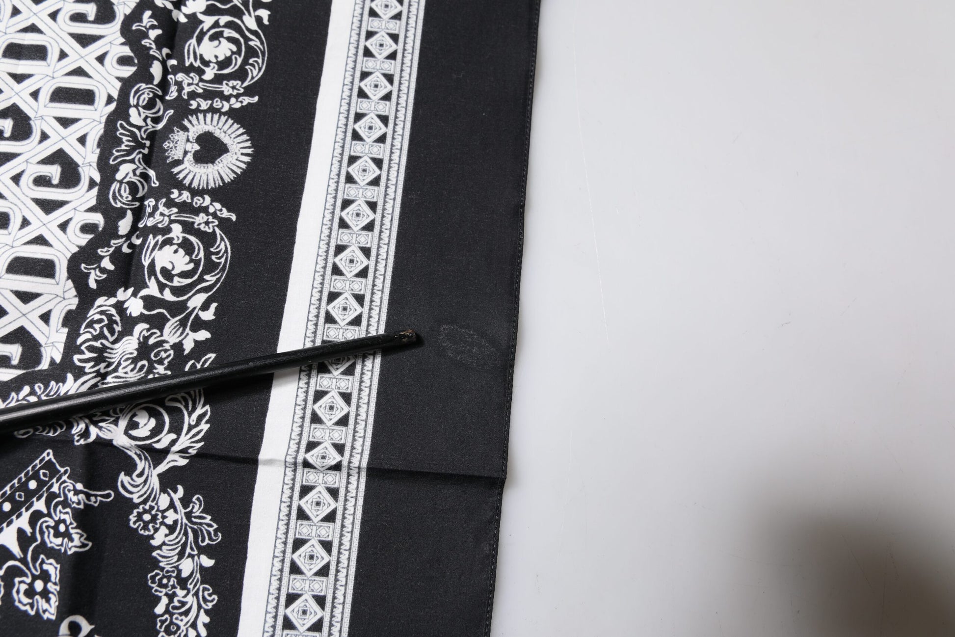 Dolce & Gabbana Black Logo Monogram Cotton Handkerchief Scarf by Dolce & Gabbana