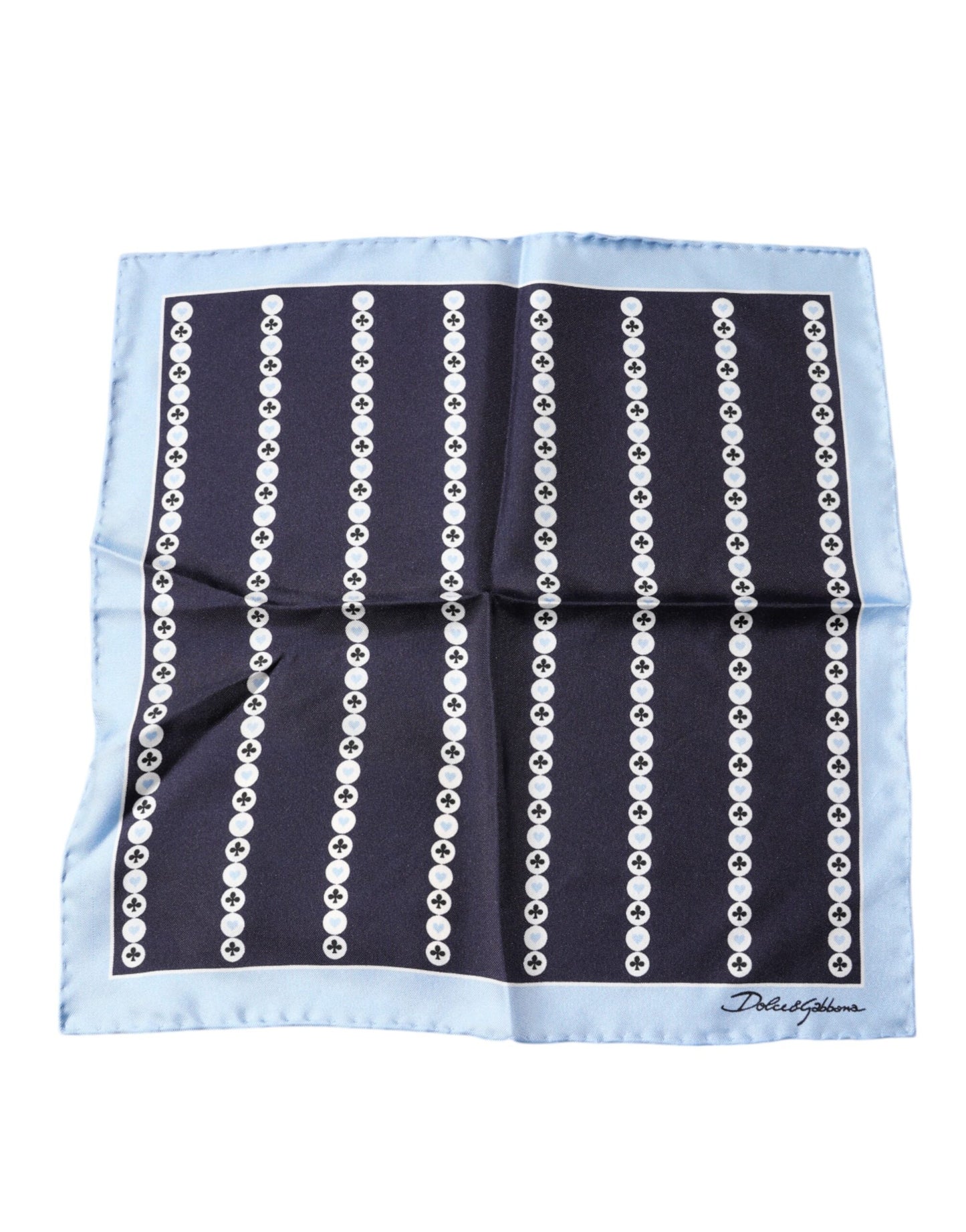 Dolce & Gabbana Blue Heart Spade Silk Handkerchief Scarf by Dolce & Gabbana