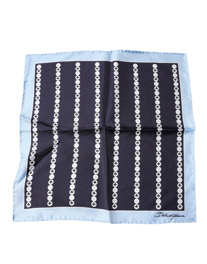 Dolce & Gabbana Blue Heart Spade Silk Handkerchief Scarf by Dolce & Gabbana