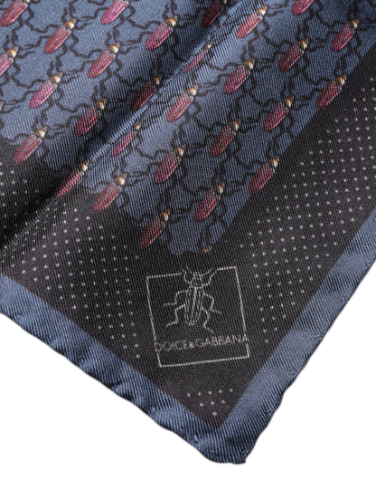 Dolce & Gabbana Dark Blue Beetle Square Handkerchief Scarf by Dolce & Gabbana