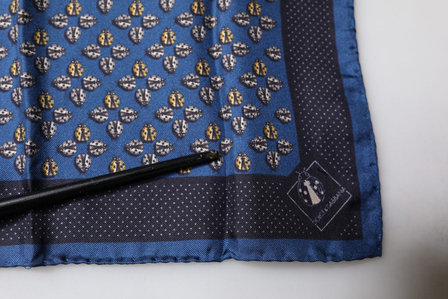 Dolce & Gabbana Blue Lady Bug Silk Square Handkerchief Scarf by Dolce & Gabbana