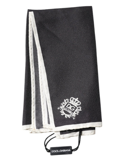 Dolce & Gabbana Black Crown Logo Square Handkerchief Scarf by Dolce & Gabbana