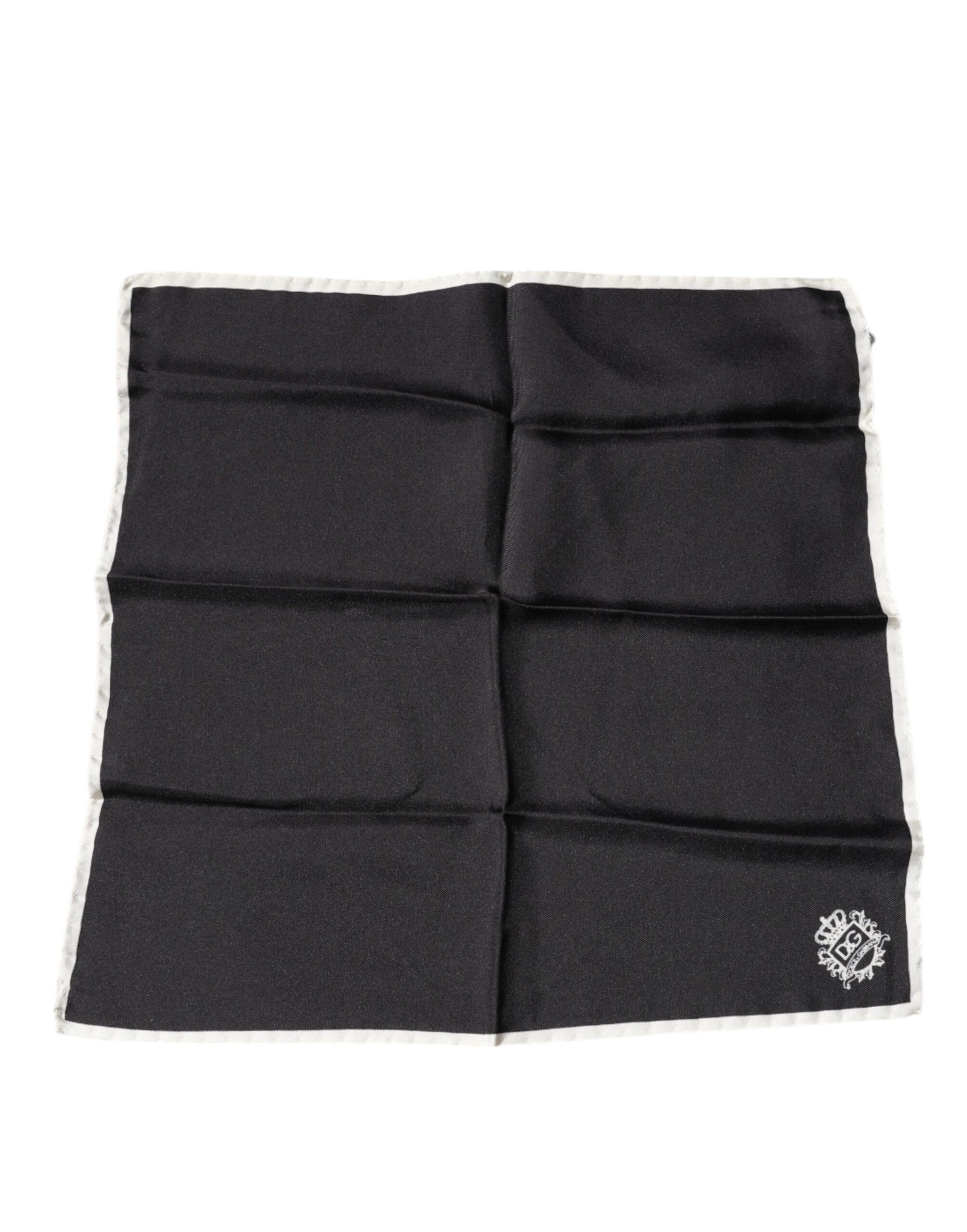 Dolce & Gabbana Black Crown Logo Square Handkerchief Scarf by Dolce & Gabbana