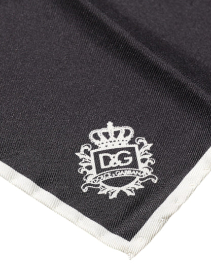 Dolce & Gabbana Black Crown Logo Square Handkerchief Scarf by Dolce & Gabbana
