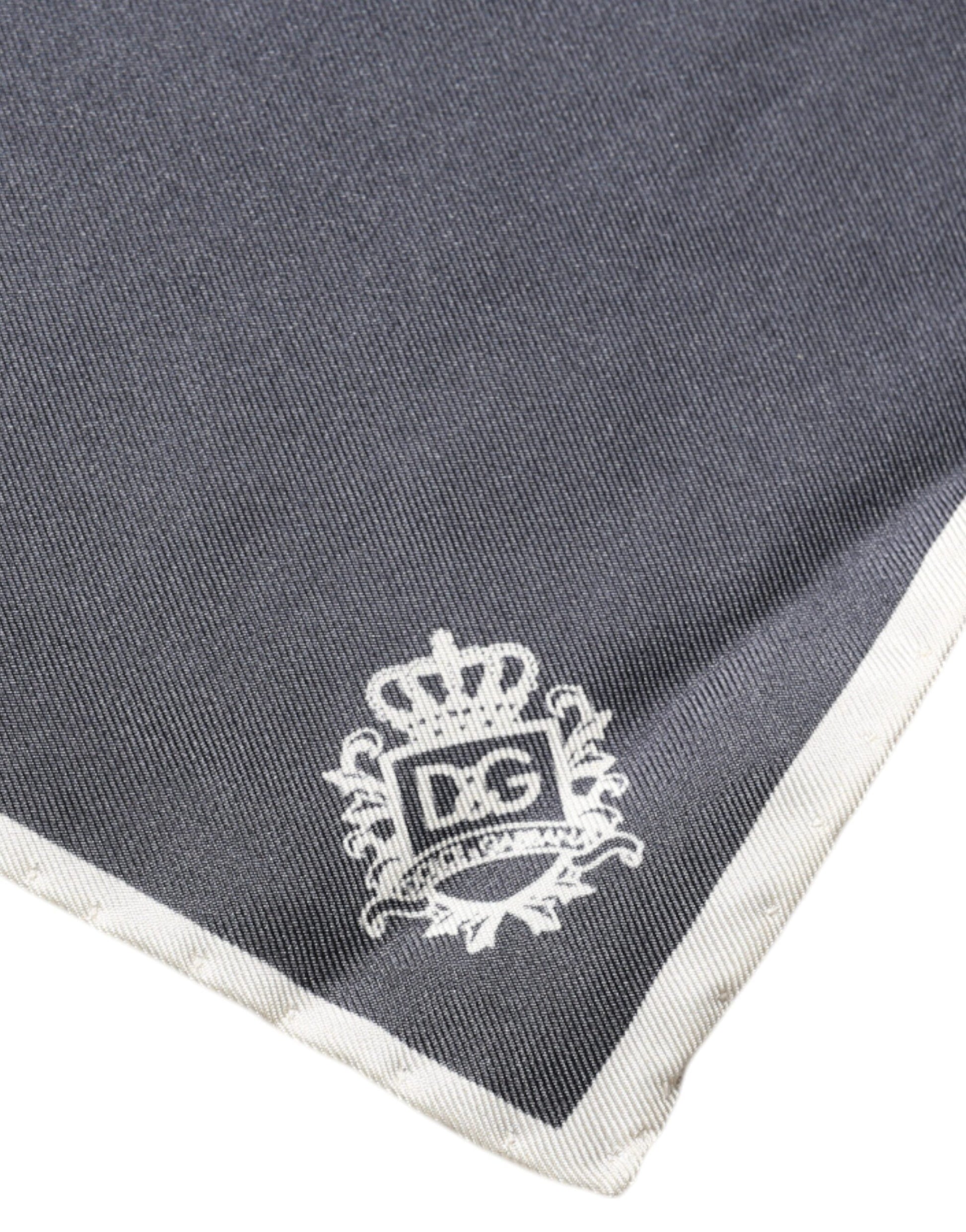 Dolce & Gabbana Gray Crown Logo Square Handkerchief Scarf by Dolce & Gabbana