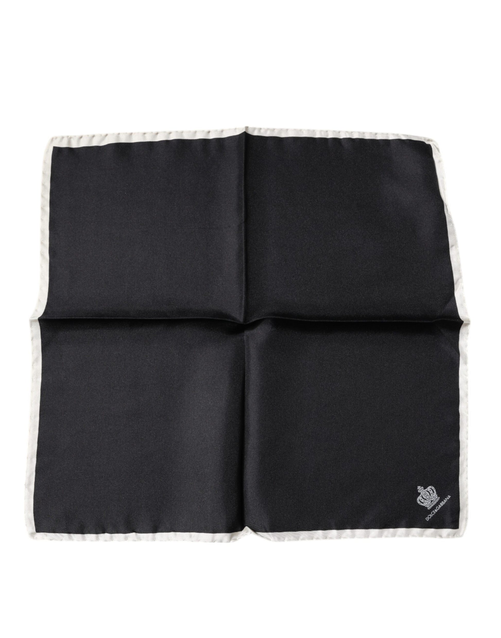 Dolce & Gabbana Black Crown Logo Square Handkerchief Scarf by Dolce & Gabbana