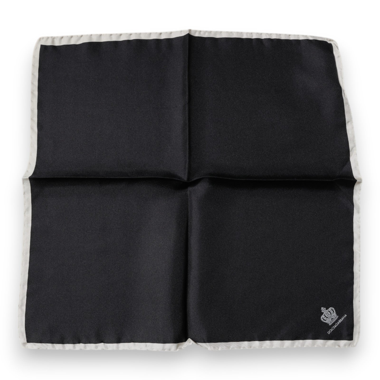 Dolce & Gabbana Black Crown Logo Square Handkerchief Scarf by Dolce & Gabbana