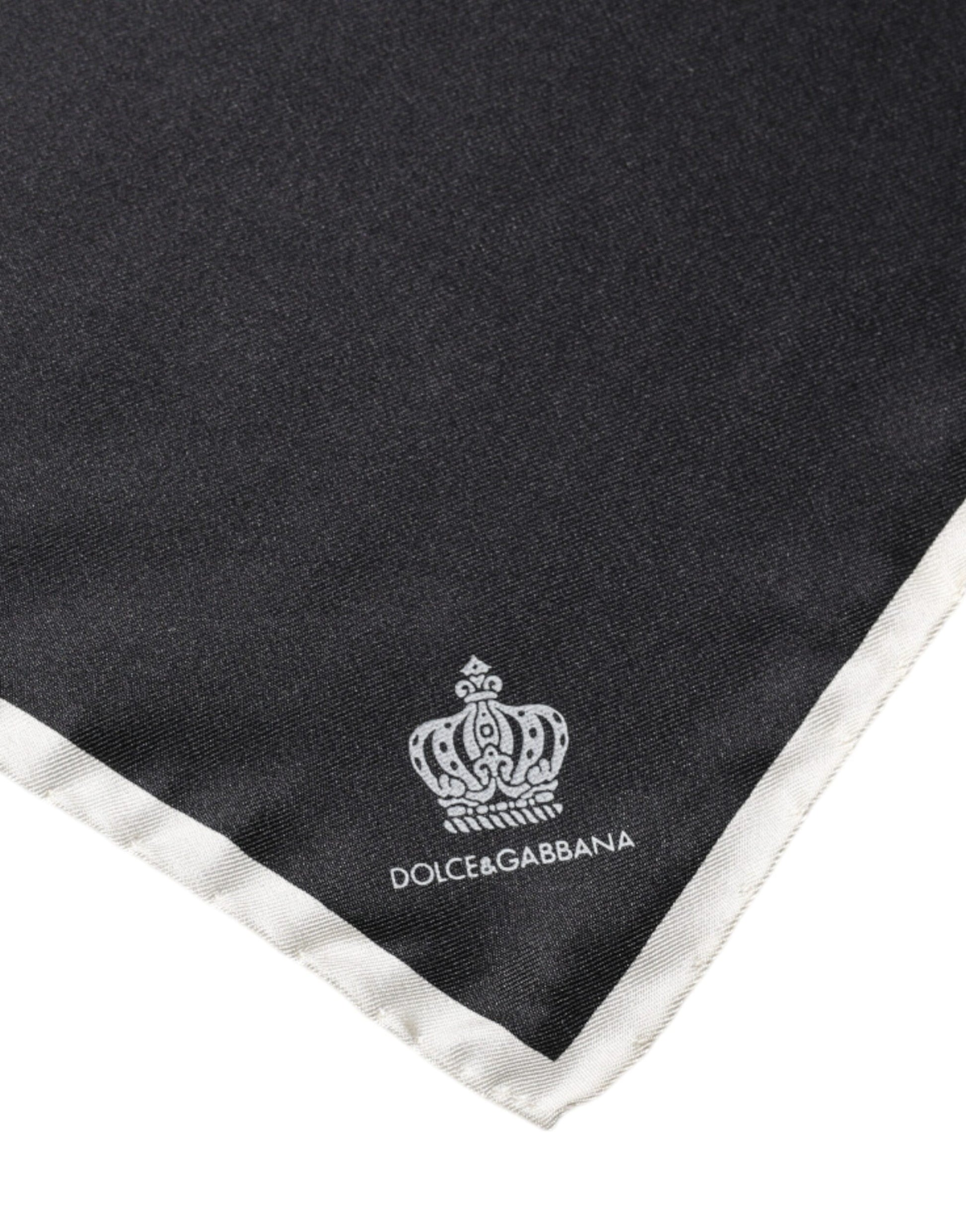 Dolce & Gabbana Black Crown Logo Square Handkerchief Scarf by Dolce & Gabbana