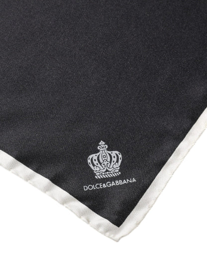 Dolce & Gabbana Black Crown Logo Square Handkerchief Scarf by Dolce & Gabbana