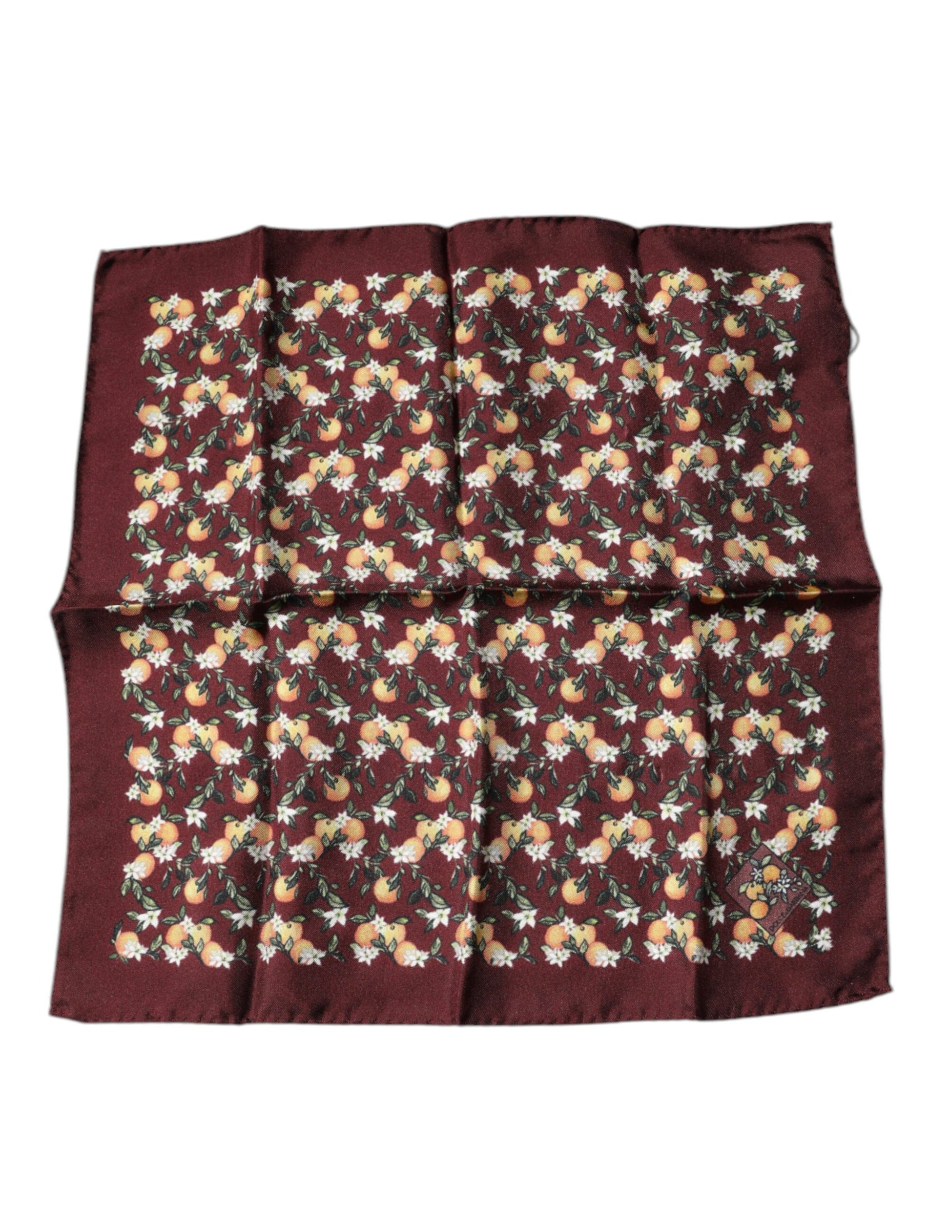 Dolce & Gabbana Maroon Oranges Silk Square Handkerchief Scarf by Dolce & Gabbana