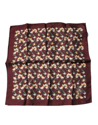 Dolce & Gabbana Maroon Oranges Silk Square Handkerchief Scarf by Dolce & Gabbana