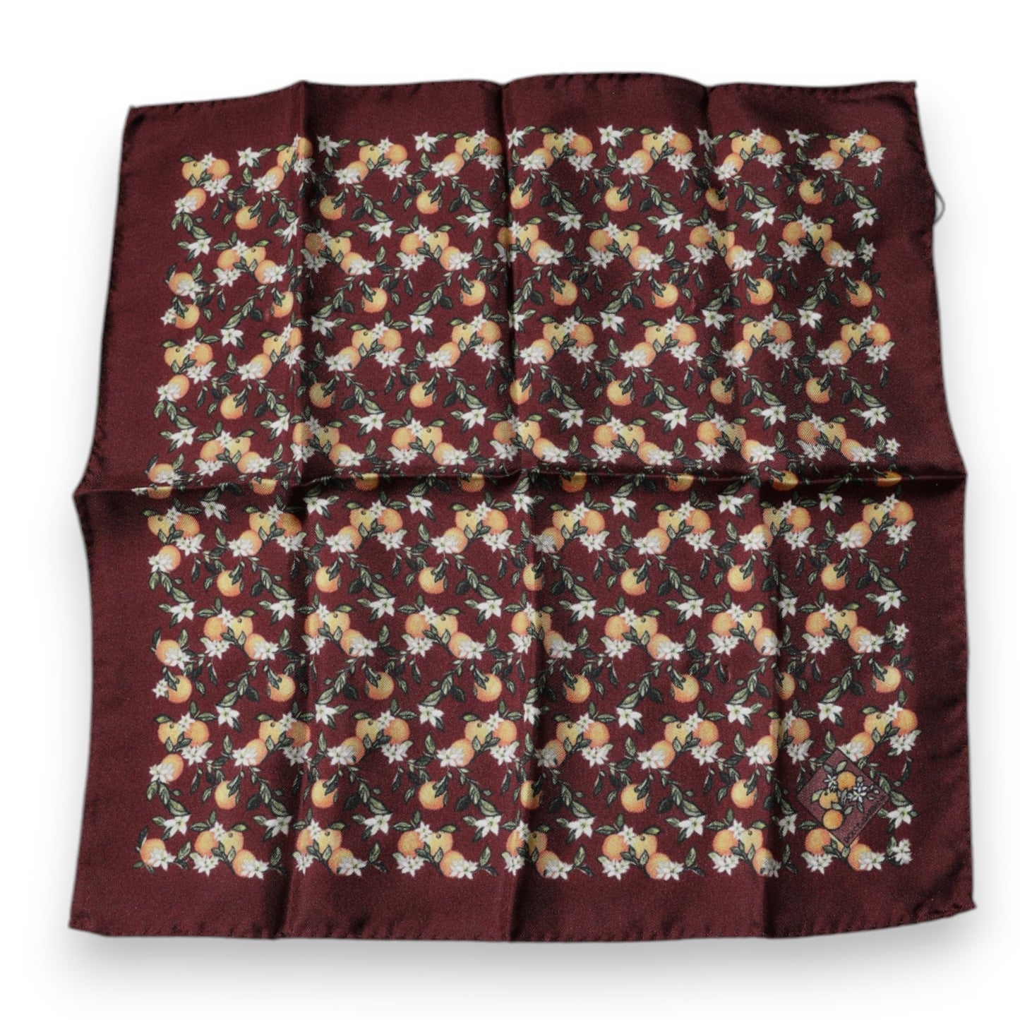 Dolce & Gabbana Maroon Oranges Silk Square Handkerchief Scarf by Dolce & Gabbana