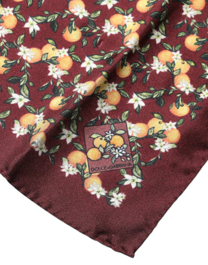 Dolce & Gabbana Maroon Oranges Silk Square Handkerchief Scarf by Dolce & Gabbana