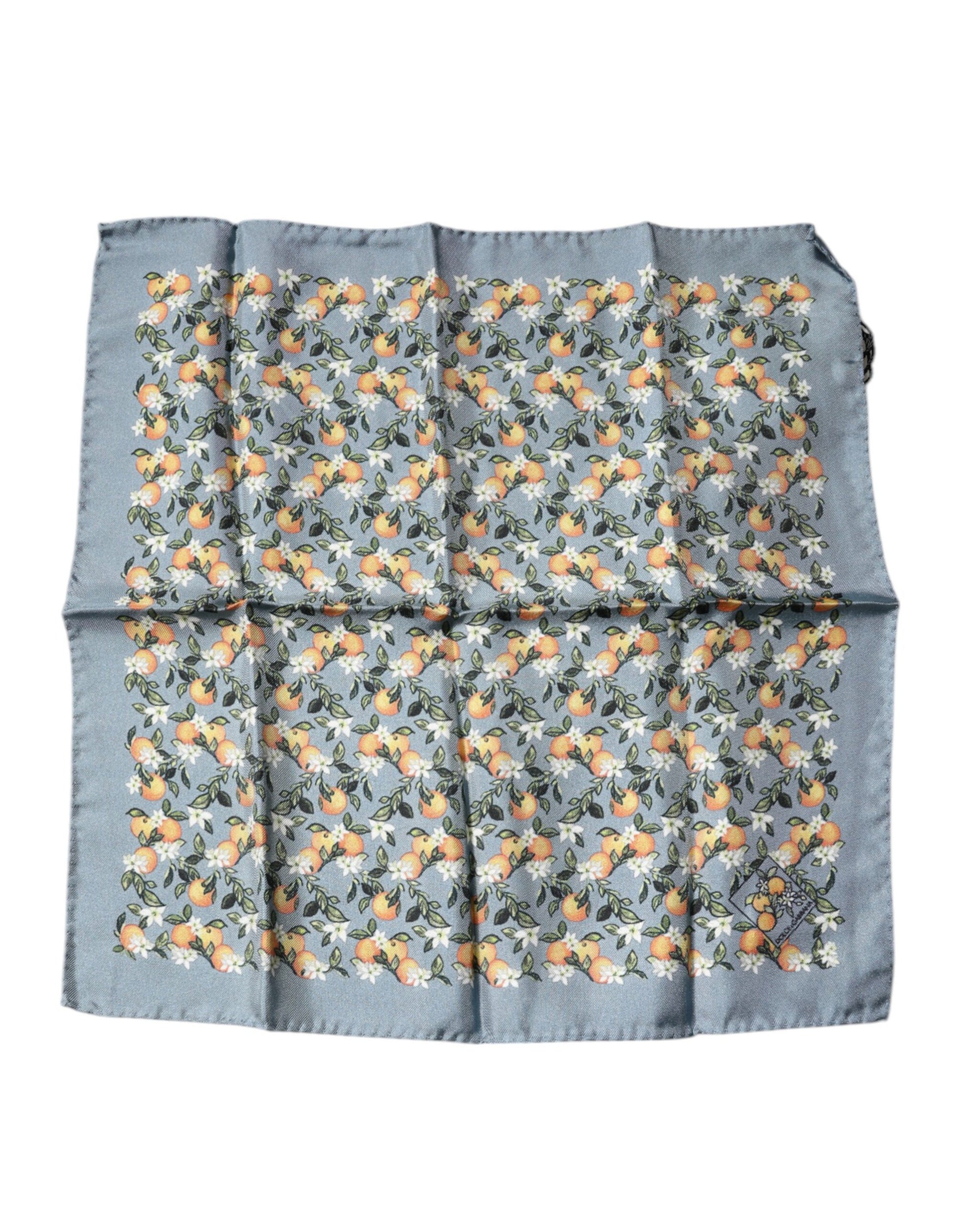 Dolce & Gabbana Gray Oranges Silk Square Handkerchief Scarf by Dolce & Gabbana