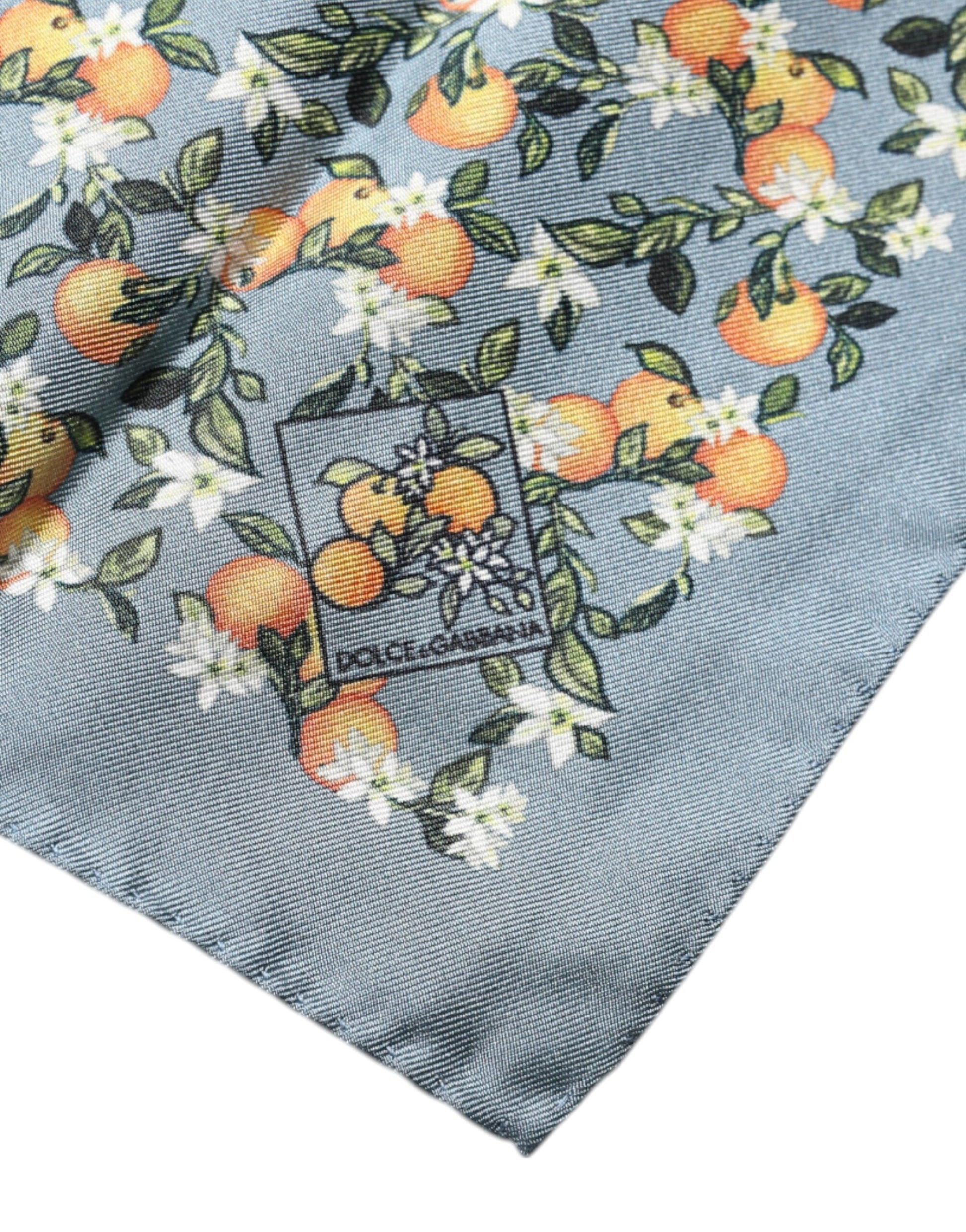 Dolce & Gabbana Gray Oranges Silk Square Handkerchief Scarf by Dolce & Gabbana
