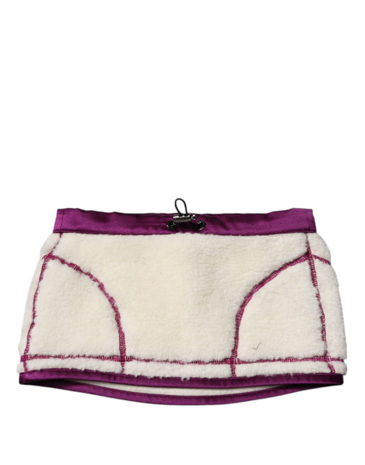 Dolce & Gabbana White Purple Cashmere Fleece Neck Warmer Scarf by Dolce & Gabbana