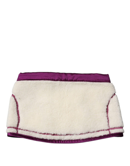 Dolce & Gabbana White Purple Cashmere Fleece Neck Warmer Scarf by Dolce & Gabbana
