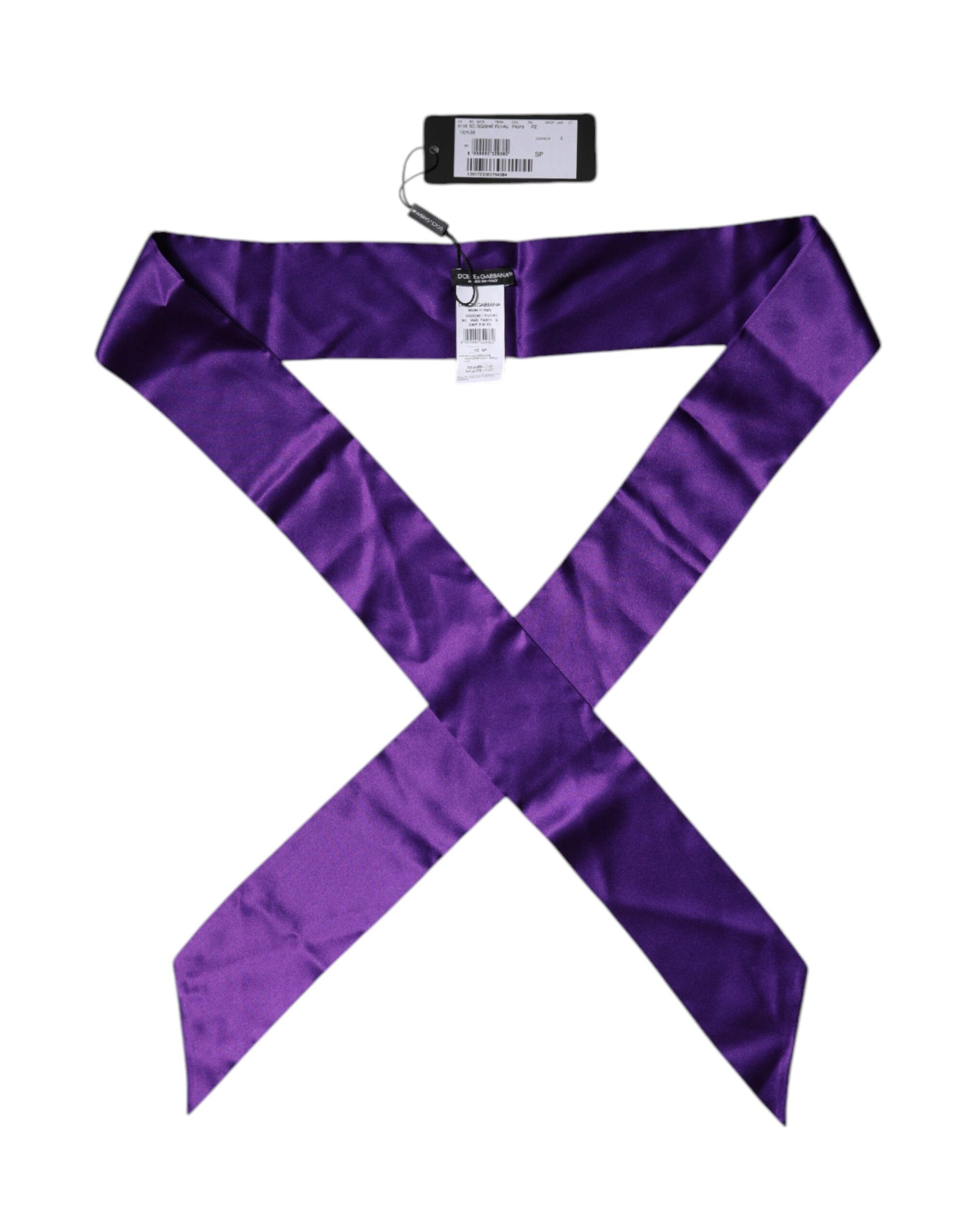 Dolce & Gabbana Purple Satin Silk Skinny Neck Foulard Scarf by Dolce & Gabbana