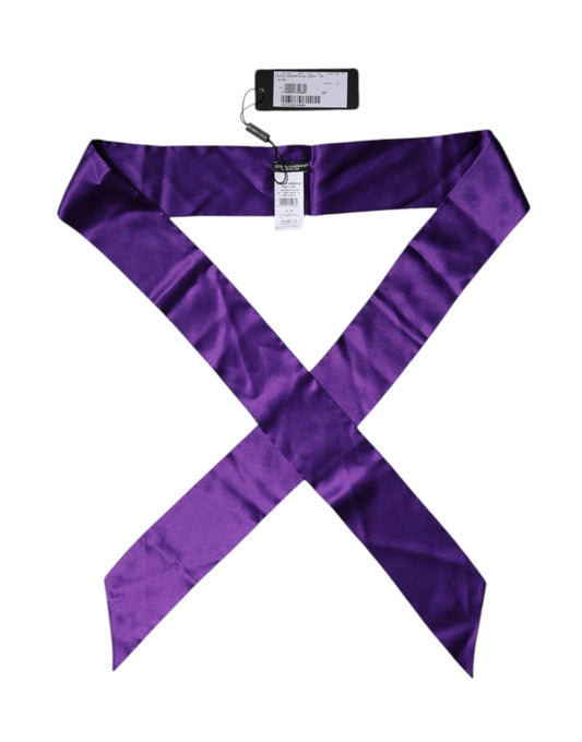 Dolce & Gabbana Purple Satin Silk Skinny Neck Foulard Scarf by Dolce & Gabbana