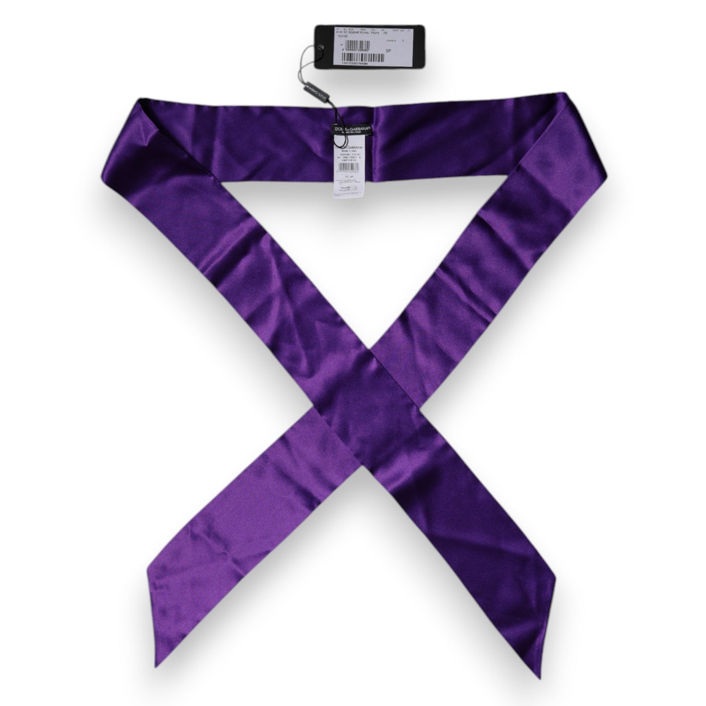 Dolce & Gabbana Purple Satin Silk Skinny Neck Foulard Scarf by Dolce & Gabbana