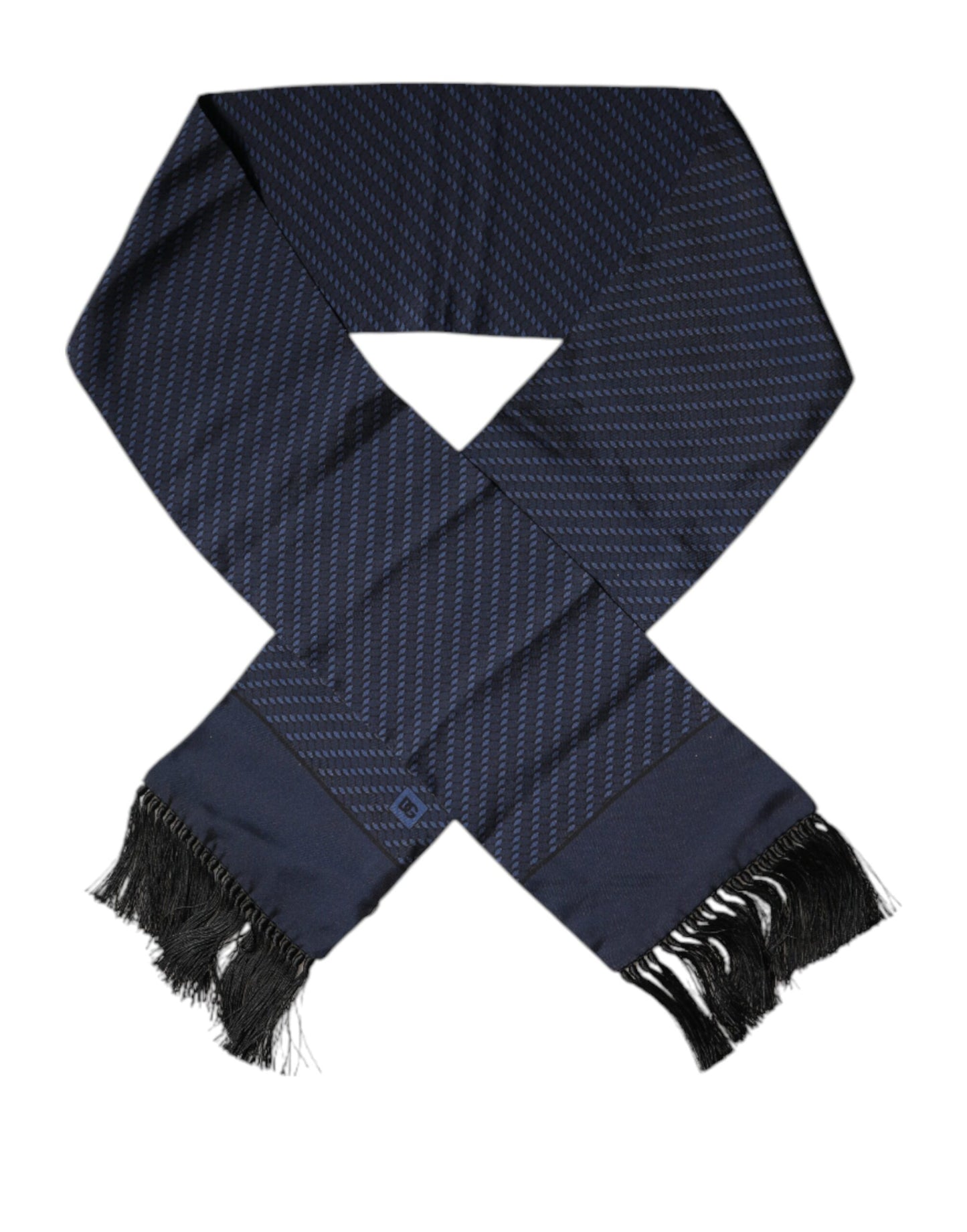 Dolce & Gabbana Dark Blue Fantasy Fringes Neck Wrap Scarf by Dolce & Gabbana