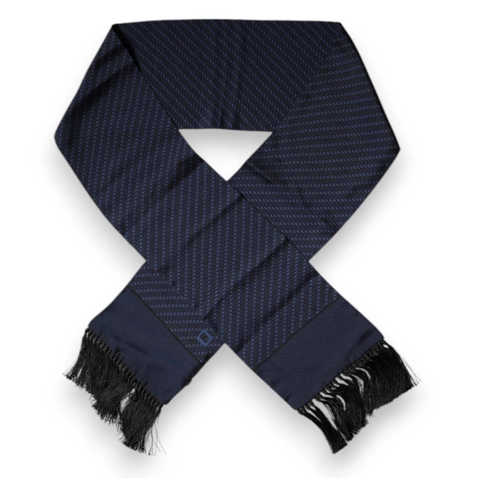 Dolce & Gabbana Dark Blue Fantasy Fringes Neck Wrap Scarf by Dolce & Gabbana
