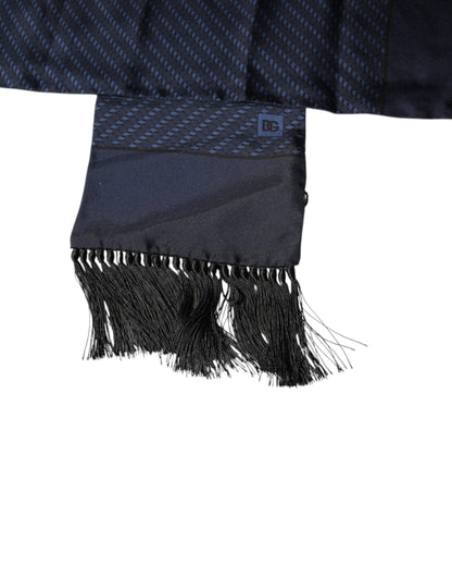 Dolce & Gabbana Dark Blue Fantasy Fringes Neck Wrap Scarf by Dolce & Gabbana