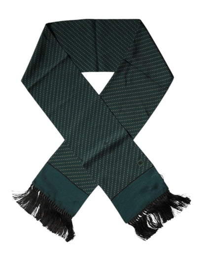 Dolce & Gabbana Dark Green Fantasy Fringes Neck Wrap Scarf by Dolce & Gabbana